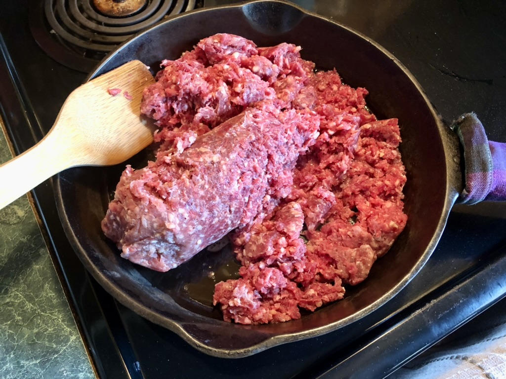 cooking ground beef