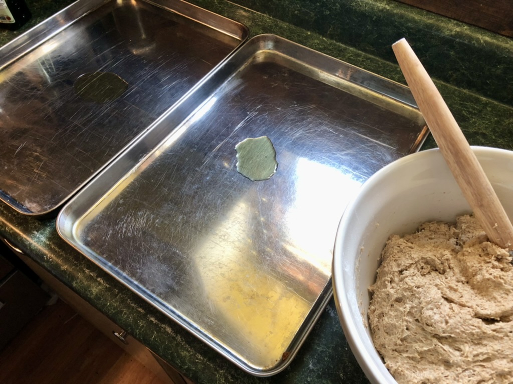 olive oil on baking sheet