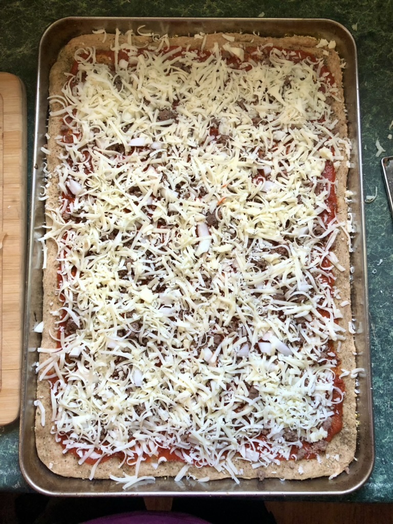 pizza dough with all toppings